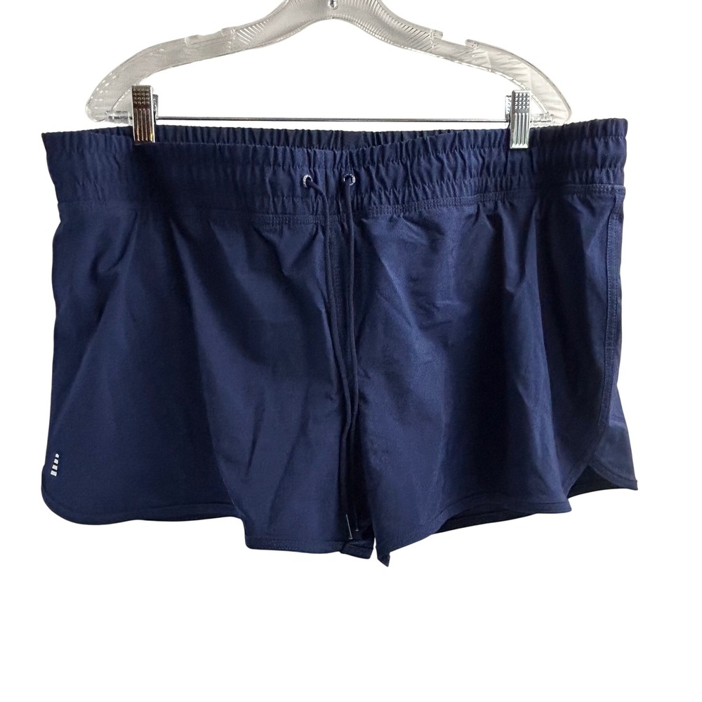 Lands End Womens Navy Blue Board Shorts Swim Trunks Size 18 Pocket Liner